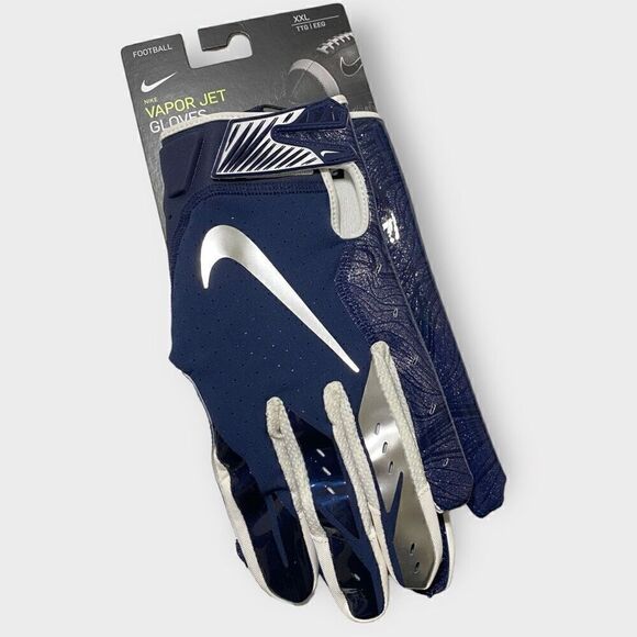 Nike Vapor Jet 5.0 College Navy/ Chrome Football Gloves Mens size XXL (b) New - Picture 1 of 8